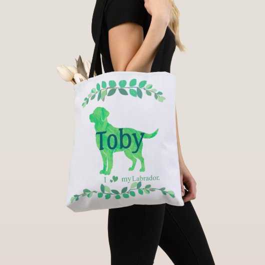 Cute Pastel Green Labrador | Custom Name & Photo Tasche (Von Nahem)
