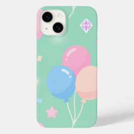 Cute pastel green with balloons Case-Mate iPhone 14 hülle