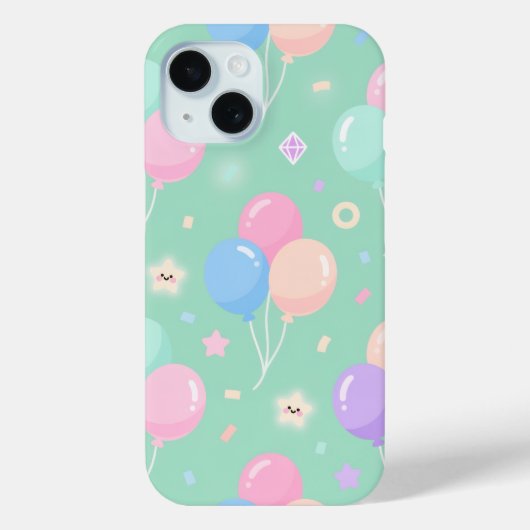 Cute pastel green with balloons Case-Mate  iPhone Hülle (Rückseite)