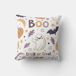 Cute Pastel Halloween Throw Pillow – Ghosts & Pump Kissen