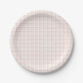 Cute Pastel Hand Drawn Grid Ballet Pink Pappteller (Vorderseite)