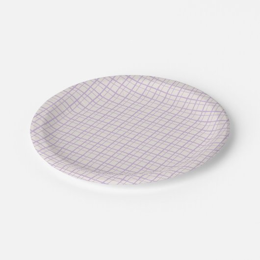 Cute Pastel Hand Drawn Grid Dusty Lilac Pappteller (Schrägansicht)