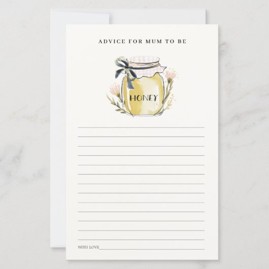 Cute Pastel Honey Jar Advice For Mum Baby Shower (Vorderseite)