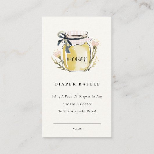Cute Pastel  Honey Jar Diaper Raffle Baby Shower Begleitkarte (Vorderseite)