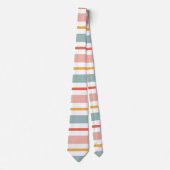 Cute Pastel Horizontal Stripes Boho Pink Teal Yell Krawatte (Vorderseite)