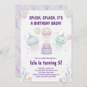Cute Pastel Jellyfish Birthday Party Invitation Einladung (Vorne/Hinten)