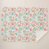 Cute Pastel Kawaii Winter Santa & Snowman Pattern Sherpadecke (Vorderseite (Horizontal))