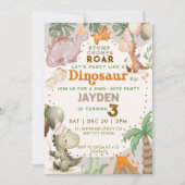 Cute Pastel Kids Playful Dinosaur Theme Birthday Einladung (Vorderseite)