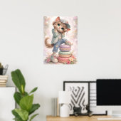 Cute Pastel Kitten Macaron Art Print Poster (Heimbüro)