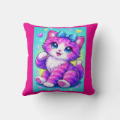 Cute Pastel Kitten Pillow Design with Bow and Spar Kissen (Rückseite)
