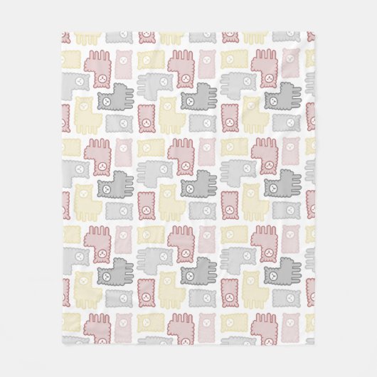 Cute Pastel Llama Puzzle Pattern Fleecedecke (Vorderseite)