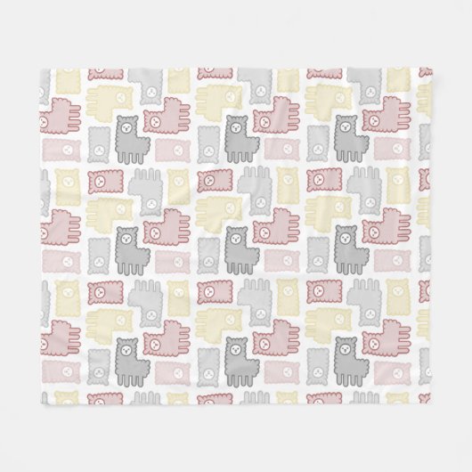 Cute Pastel Llama Puzzle Pattern Fleecedecke (Vorderseite (Horizontal))