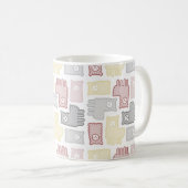 Cute Pastel Llama Puzzle Pattern Kaffeetasse (VorderseiteRechts)