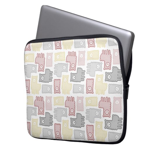 Cute Pastel Llama Puzzle Pattern Laptopschutzhülle (Vorderseite Links)