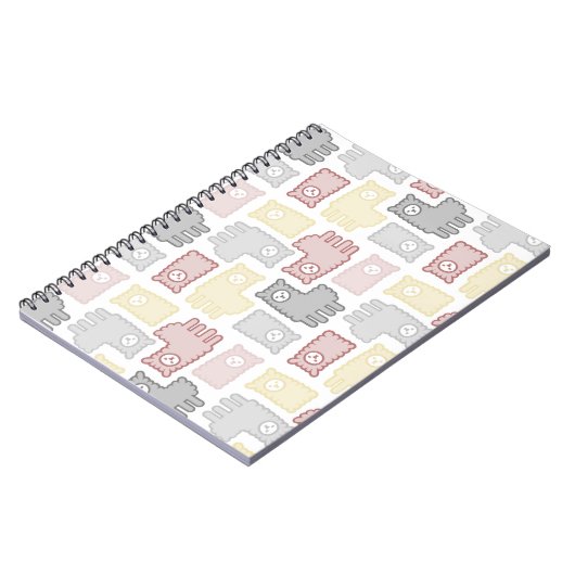 Cute Pastel Llama Puzzle Pattern Notizblock (Linke Seite)