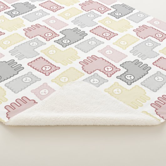 Cute Pastel Llama Puzzle Pattern Sherpadecke (3/4)