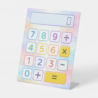 Cute Pastel Maths Calculator Desk Art for Kids Sockelschild