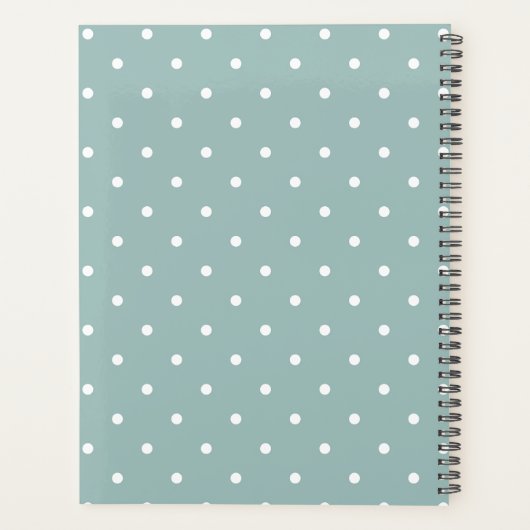 Cute Pastel Mint Green With White Polka Dot Spots Planer (Rückseite)