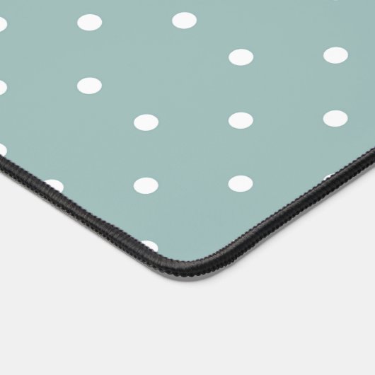 Cute Pastel Mint Green With White Polka Dot Spots Schreibtischunterlage (Ecke)
