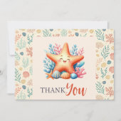 Cute Pastel Ocean Starfish Custom Baby Shower Dankeskarte (Vorderseite)