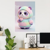 Cute Pastel Panda Hoodie | Kawaii Panda Art Poster (Heimbüro)