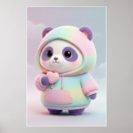 Cute Pastel Panda Hoodie | Kawaii Panda Art Poster