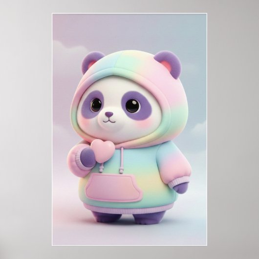 Cute Pastel Panda Hoodie | Kawaii Panda Art Poster (Vorne)