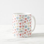 Cute Pastel Paw Prints and Hearts "LOVE" Pattern  Kaffeetasse (VorderseiteRechts)