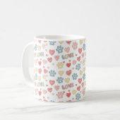 Cute Pastel Paw Prints and Hearts "LOVE" Pattern  Kaffeetasse (Vorderseite Links)