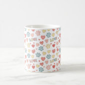 Cute Pastel Paw Prints and Hearts "LOVE" Pattern  Kaffeetasse (Mittel)