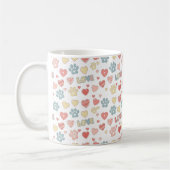 Cute Pastel Paw Prints and Hearts "LOVE" Pattern Kaffeetasse (Links)