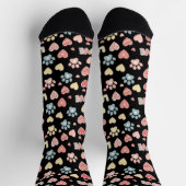 Cute Pastel Paw Prints and Hearts Pattern "LOVE"  Socken (Oben)