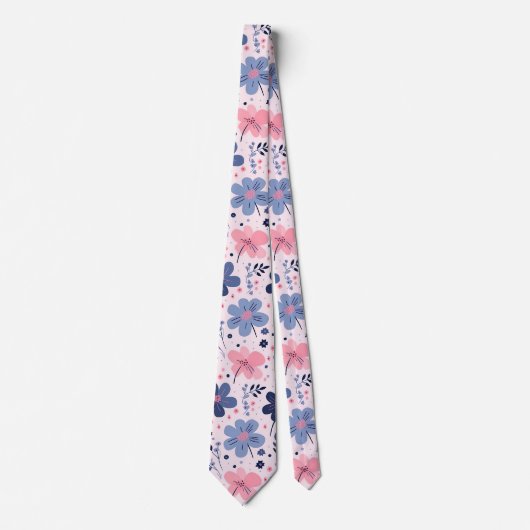 Cute Pastel Pink And Blue Floral Spring Garden Krawatte (Vorderseite)