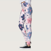 Cute Pastel Pink And Blue Floral Spring Garden Leggings (Links)