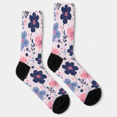 Cute Pastel Pink And Blue Floral Spring Garden Socken (Rechts)