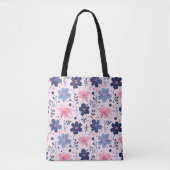 Cute Pastel Pink And Blue Floral Spring Garden Tasche (Vorderseite)
