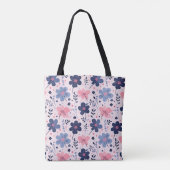 Cute Pastel Pink And Blue Floral Spring Garden Tasche (Rückseite)