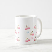 Cute Pastel Pink Cherry Pattern Coffee Mug Kaffeetasse (VorderseiteRechts)