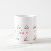 Cute Pastel Pink Cherry Pattern Coffee Mug Kaffeetasse (Mittel)
