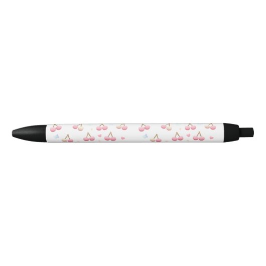 Cute Pastel Pink Cherry Pattern Ink Pen Kugelschreiber (Vorderseite)