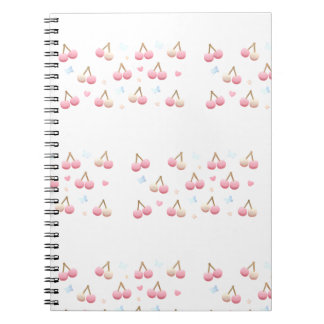Cute Pastel Pink Cherry Pattern Notebook Notizblock