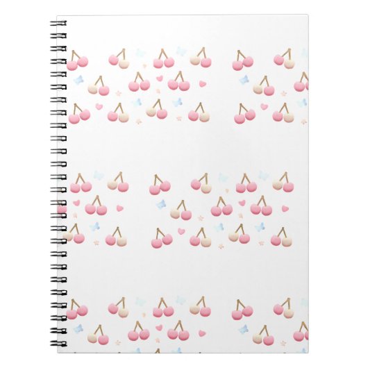 Cute Pastel Pink Cherry Pattern Notebook Notizblock (Vorderseite)