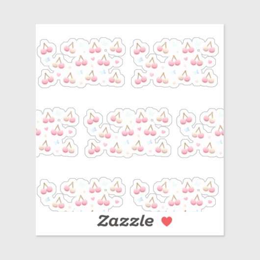 Cute Pastel Pink Cherry Pattern Sticker (Blatt)