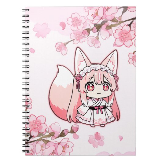 Cute Pastel Pink Chibi FoxGirl  Notizblock (Vorderseite)