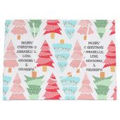 Cute Pastel Pink Colorful Christmas Tree Name Große Geschenktüte (Vorderseite)