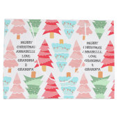 Cute Pastel Pink Colorful Christmas Tree Name Große Geschenktüte (Rückseite)