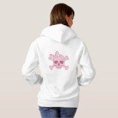 Cute Pastel Pink Skull with Bow and Crossbones Des Hoodie (Schwarz voll)