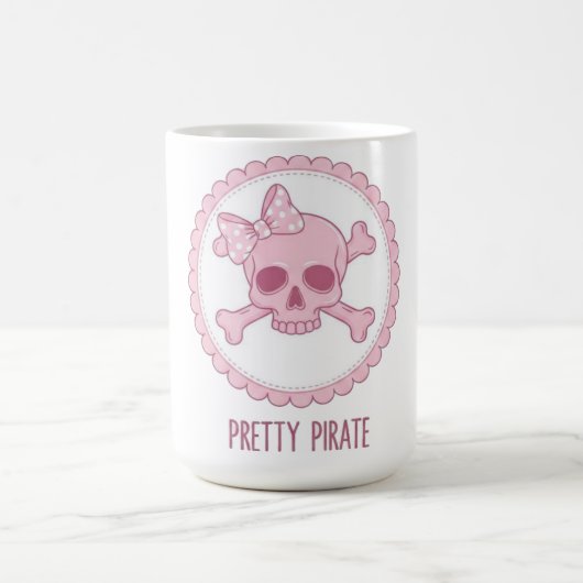 Cute Pastel Pink Skull with Bow and Crossbones Des Kaffeetasse (Mittel)