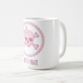 Cute Pastel Pink Skull with Bow and Crossbones Des Kaffeetasse (VorderseiteRechts)