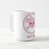 Cute Pastel Pink Skull with Bow and Crossbones Des Kaffeetasse (Vorderseite Links)